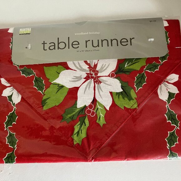 New VTG Martha Stewart Poinsettia Table Runner Christmas Holiday Season Decor. - Picture 1 of 6